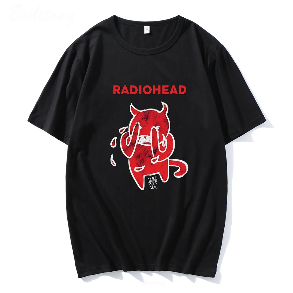 レディオヘッドtシャツかわいい悪魔叫びtシャツ綿100バンドロック