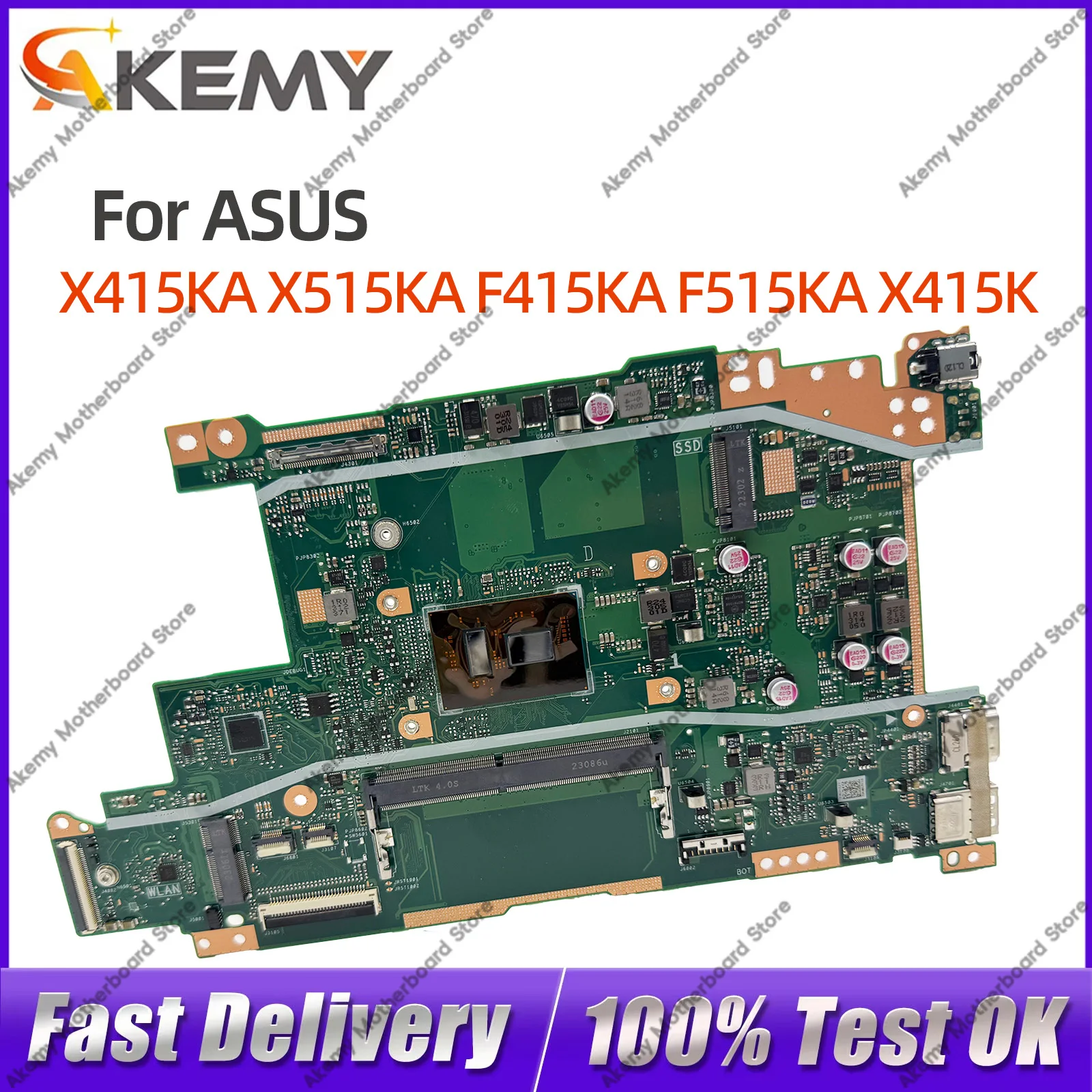 

For ASUS VivoBook 14 Notebook Motherboard X415KA X515KA F415KA F515KA X415K X515K F415K F515K N4500 N5100 N6000 100% Tested