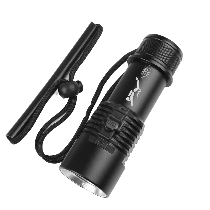 XHP70 LED Scuba Diving Flashlight, IPX8 Waterproof Dive Lamp, Most Powerful Hand Rope, 26650 Battery