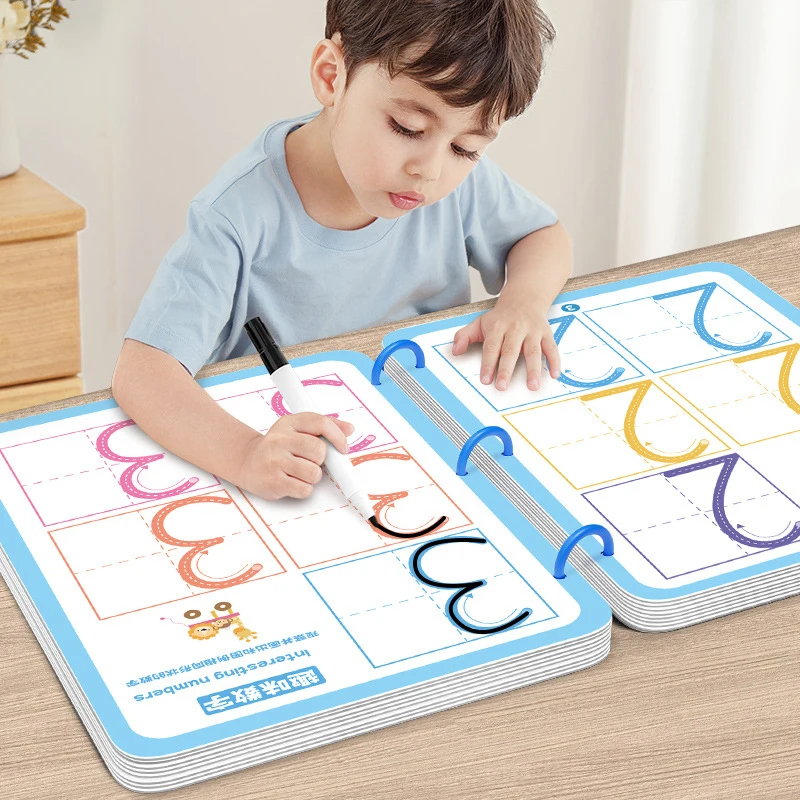 

Children Montessori Drawing Toy Pen Control Training Color Shape Math Match Game Set Toddler Learn Activities Educational Book