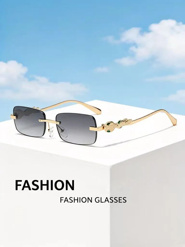 Luxury Leopard Print Frameless Sunglasses | Gold Frame + Gradient Lenses | Party/Beach Fashion Statement