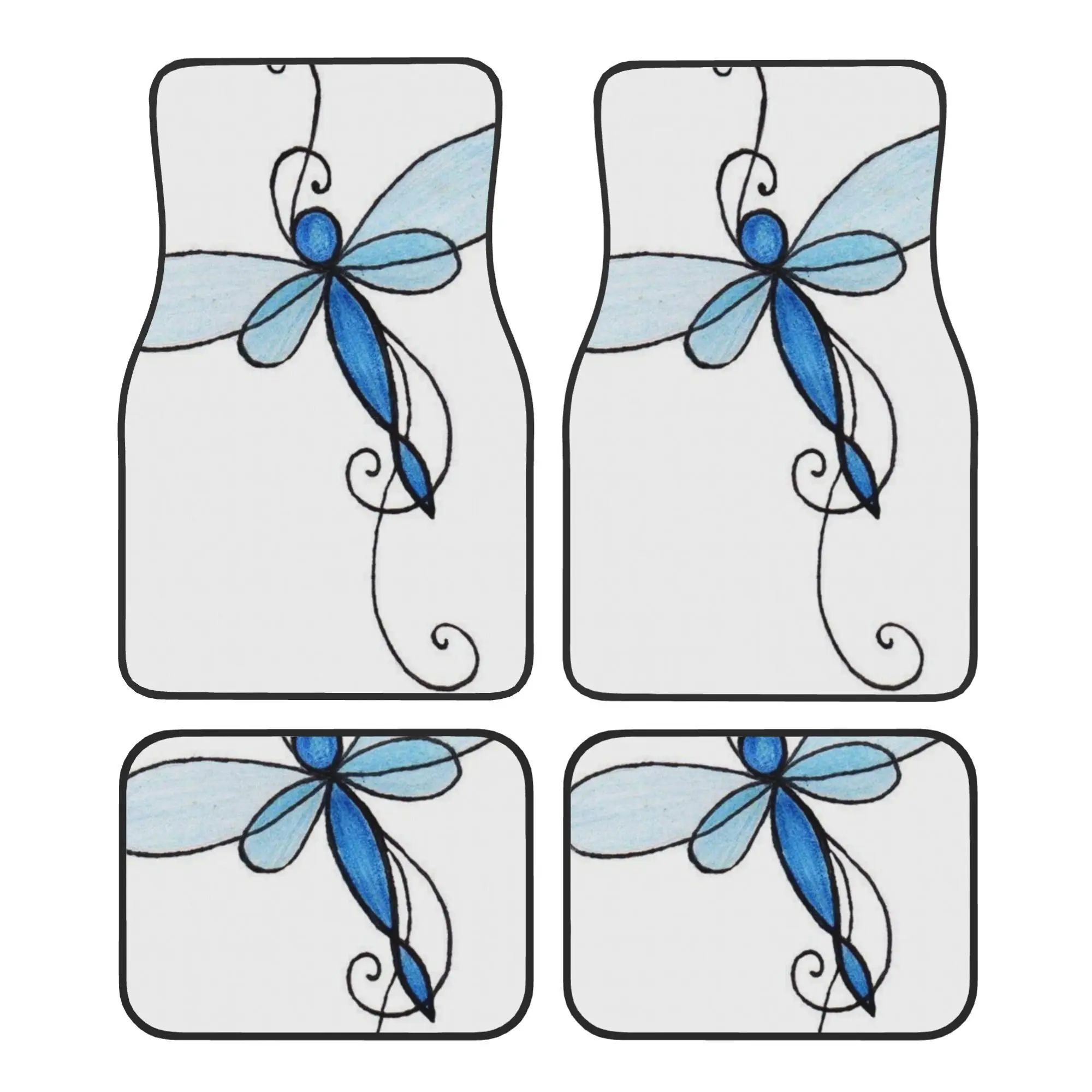 4pcs 29eb93b722e8159a759d35da78dc00a6 Printed Car Floor Mats, For The Front And Rear Seats Carpets Of Most Cars, For Car Interio