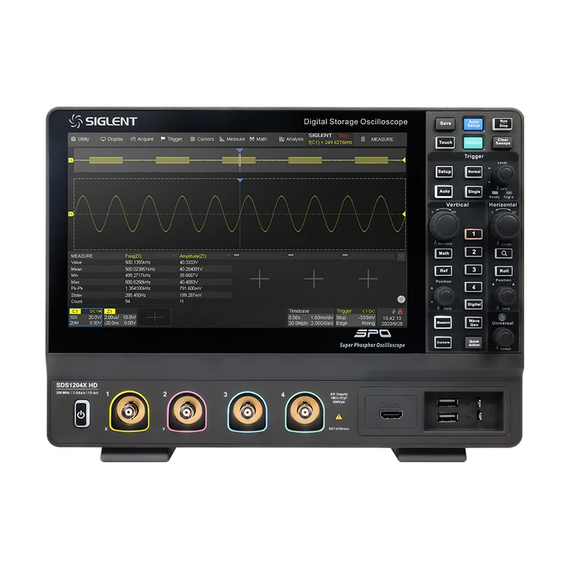 Siglent SDS1102XHD SDS1202XHD SDS1104XHD SDS1204XHD 200MHz Bandwidth 4 Channel 2 Channel DSO for Lab Research, PCB Repair, Unive