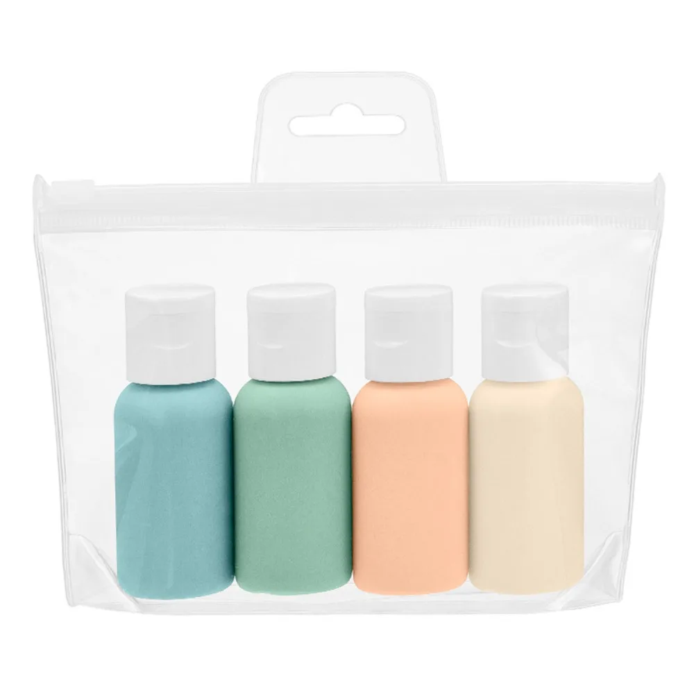 

4Pcs Silicone Travel Bottles Leakproof TSA Approved Refillable for Shampoo Lotion Portable Squeeze Pouch​ Cosmetics Storage Jar