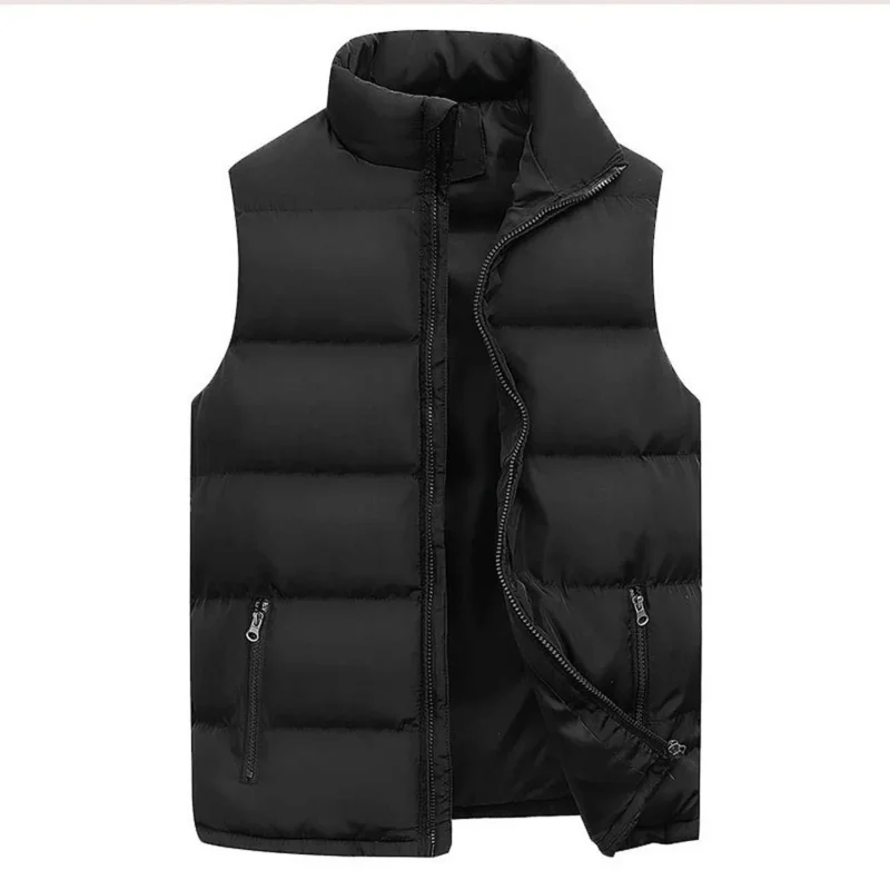 Chaleco acolchado de algodón para hombre, chaqueta cálida sin mangas con cuello levantado, ropa informal