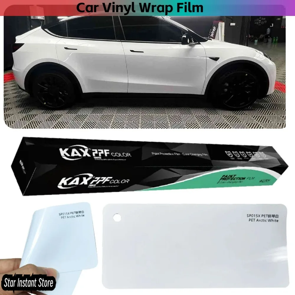 

PET Piano White Air Release Shiny Glossy Vehicle Wrapping Covering 1.52x17m/Roll Gloss White Vinyl Car Wrap Film Dry Stick