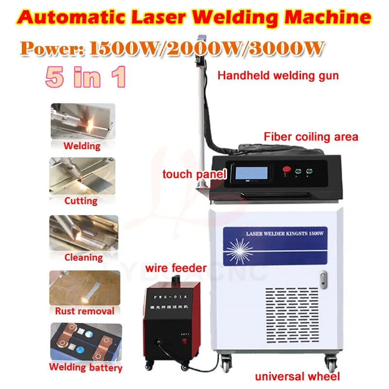 Fiber Laser Welding Handheld 5 in 1 Welding Cleaning Cutting Soldering Machine CNC Welder 1500W 2000W 3000W BWT Laser for Metal