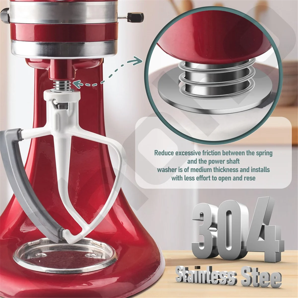 4PCS Spring and Washer for KitchenAid Mixer 3.5 Quarts to 7 Quarts Protect and Extend the Life Quick Install Accessorie B20