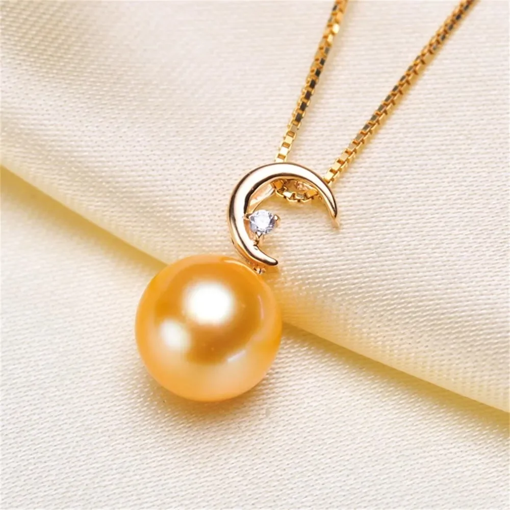 

DIY Accessory G18K Gold Pendant Empty Support Moon Style Pearl Pendant Necklace Empty Support Can Be Matched Fit 8-10mm G086