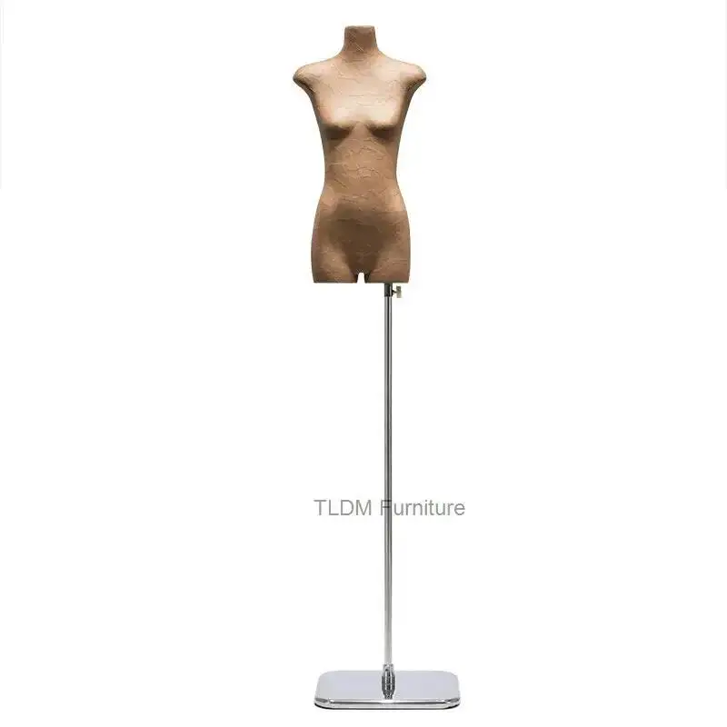 

Slim Premium Flat Body Mannequin Kraft Paper Half-Torso Style with Display Stand, Vintage Bust Dress Form for Display JT40M