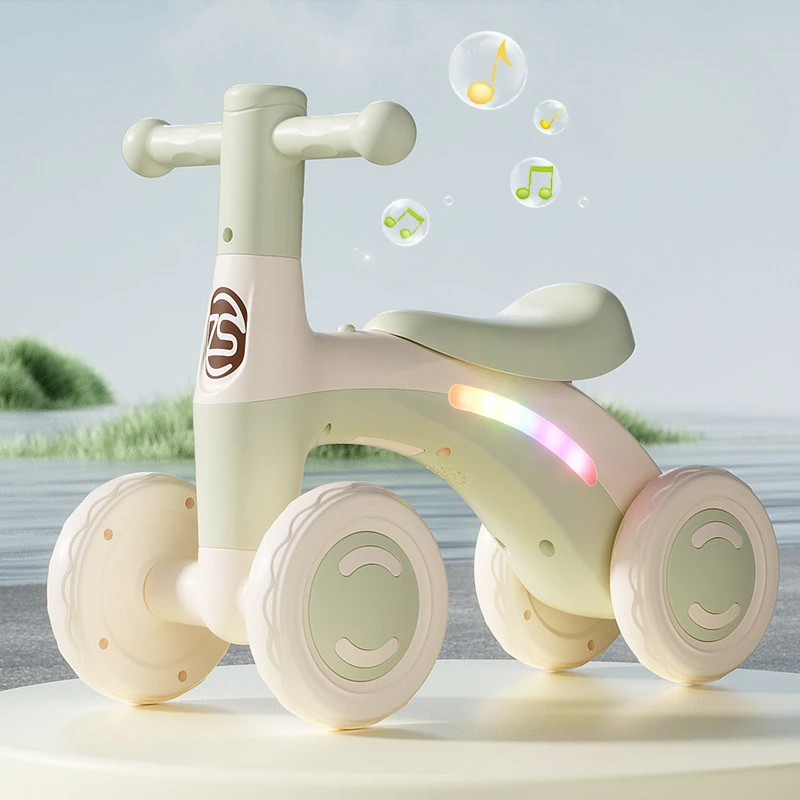 Baby Glider Bike Four-Wheel Toddler Walker Silent Wheels Anti-Tipping Children Balance Training Exercise Mini Ride-On Toys Gifts