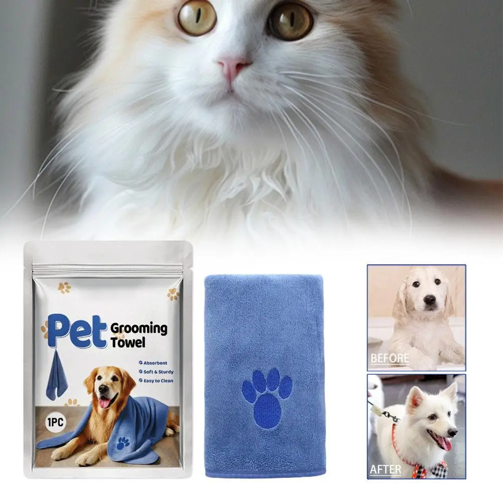 

Впитывающее полотенце для домашних животных, быстросохнущее полотенце из микрофибры для домашних животных, супермягкое полотенце с вышивкой для кошек и собак, принадлежности для ухода за животными