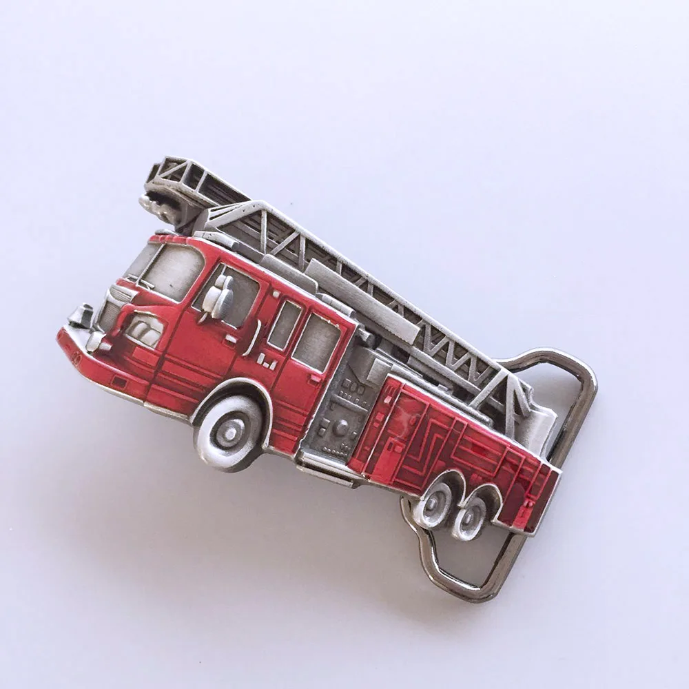 Retro enamel fire truck seat belt buckle, waist belt buckle, Gurtelschnalle. Serial number: BUCKLE-3D027RD