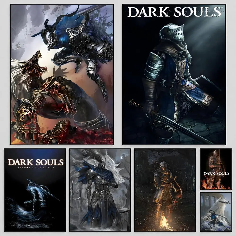 Game Dark Souls Undead Knight Poster Self Adhesive PP Wall Art HD Gaming Room Bedroom Living Room Decor Apartment Gift