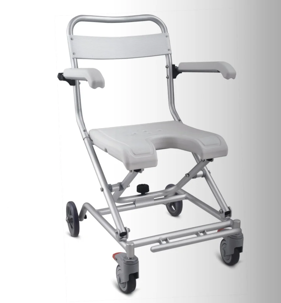 Aluminum Shower Chair, Height Adjustable Commode, 34-54 cm Seat Height Bath Seat for Elderly and Disabled, SC01 SC02 SC03 CC04