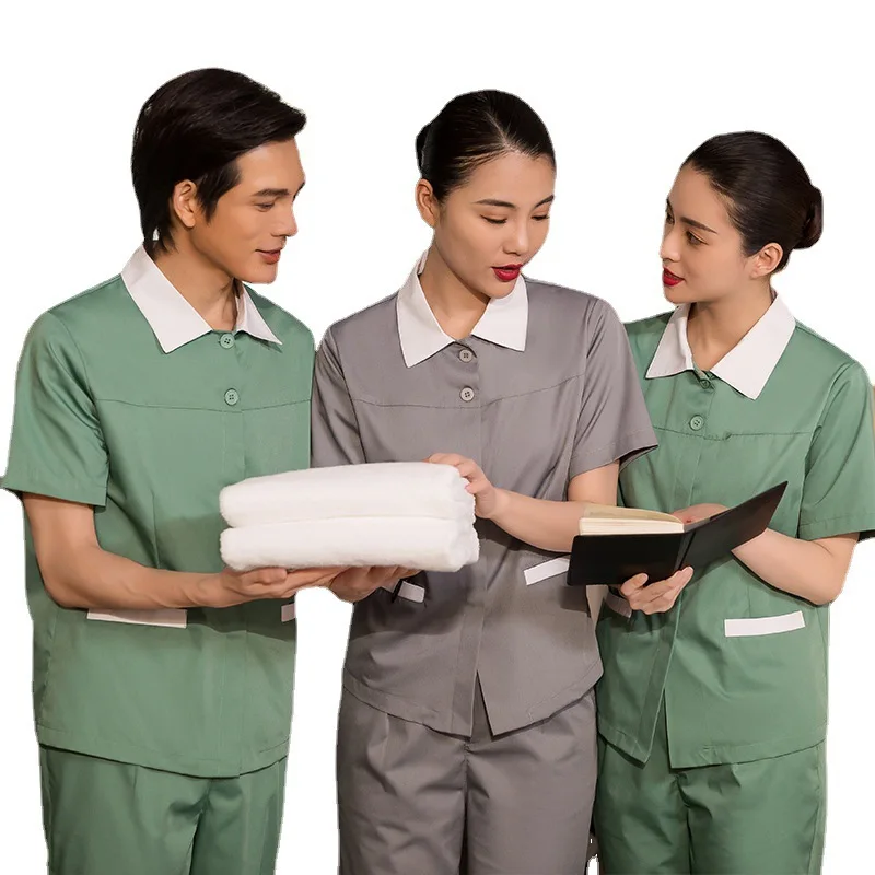 Mall Cleaning Uniform Short Sleeve Women Hotel Guest Room Property Cleaning Aunt Work Uniform Hospital Cleaner Suit