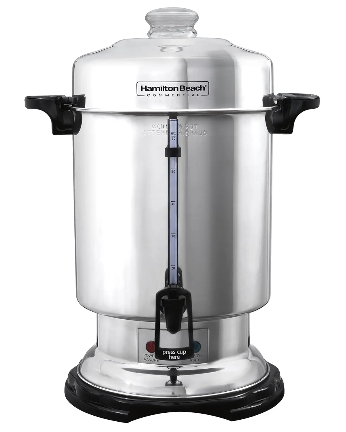 

Hamilton Beach Commercial Coffee Urn & Hot Beverage Dispenser, 60 Cup Capacity, Polished Stainless Steel (D50065)