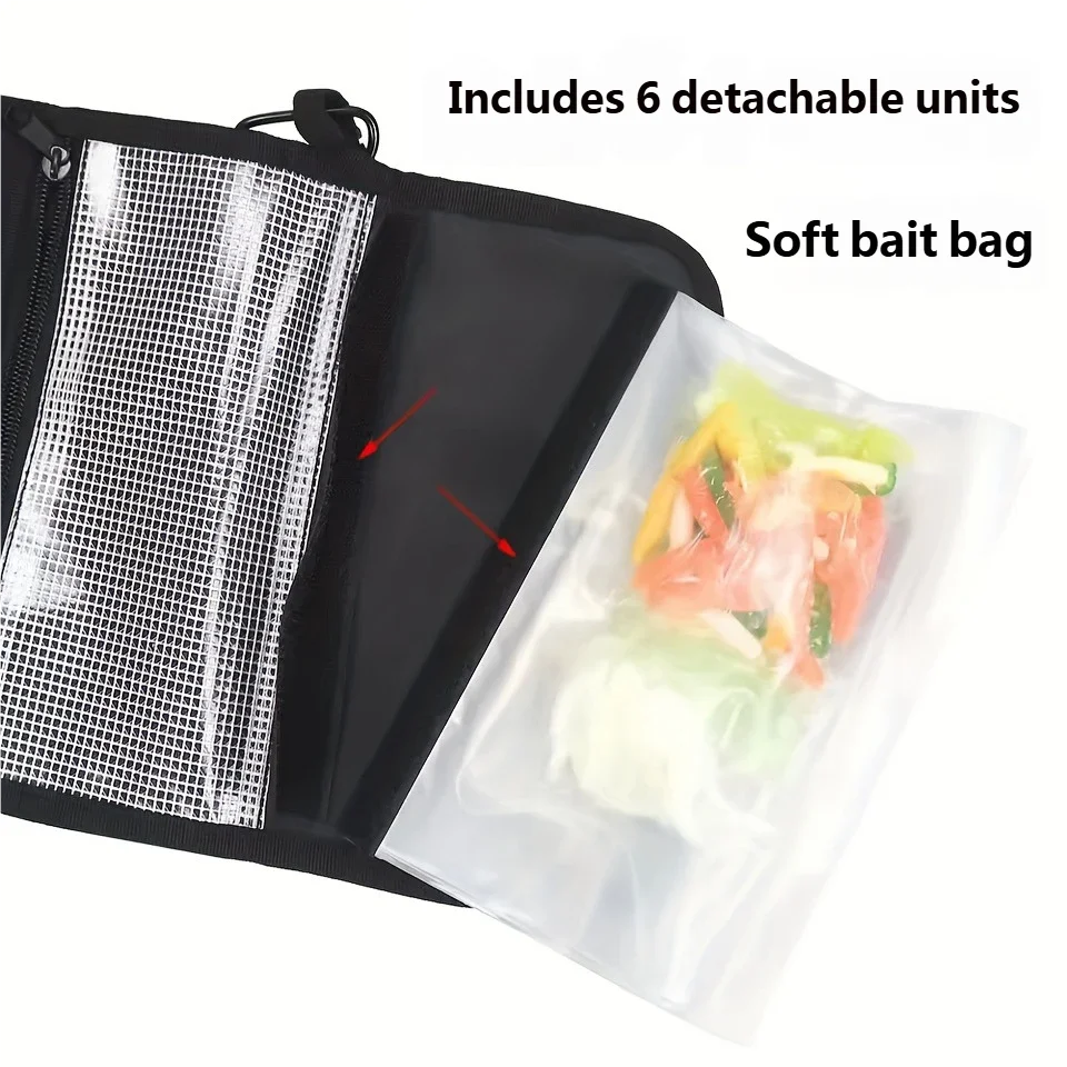 Luya Fake Bait Bag Soft Bait Bag PVC-Innentasche mit Trennwand, wasserdichte Aufbewahrungstasche, Aufbewahrungstasche für Angelzubehör, Sortierungszubehör – Detail 4