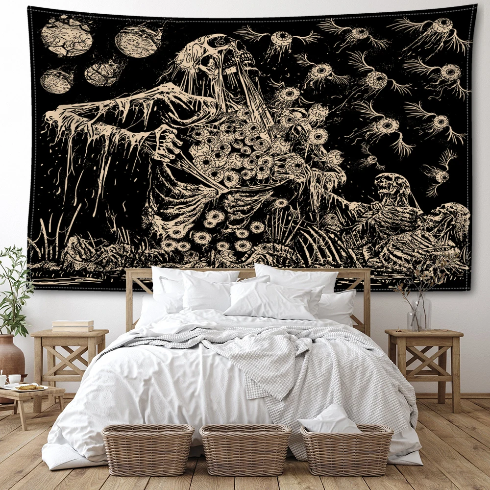 

Abstract Eye Skeleton Tapestry Wall Hanging Mysterious Witchcraft Art Hippie Tapitz Living Room Bedroom Home Decor