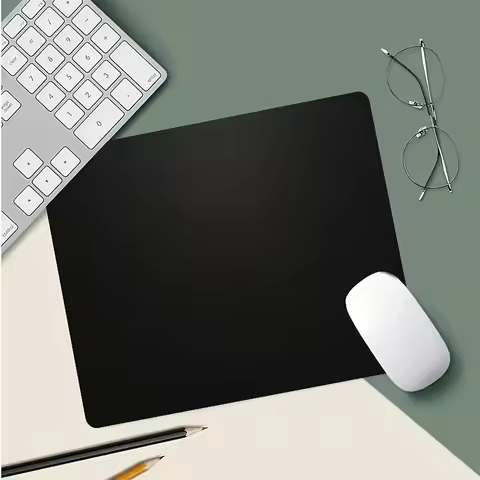 Black Square Office Mouse Pad with Stitched Edge Smooth Cloth Gaming Mousepad Non-Slip Rubber Base for Computer Laptop Desk Mat