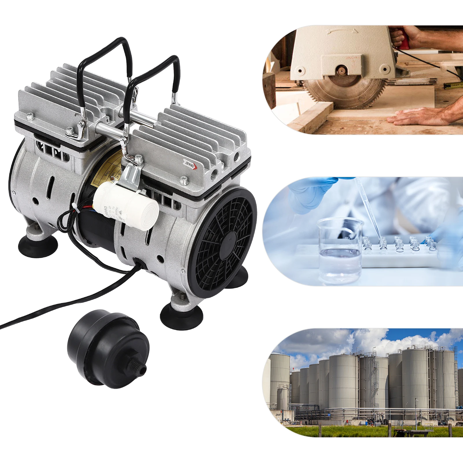 Moderne Aluminiumlegierung 2-Zylinder Ölfreie Vakuumpumpe 550W Reiner Kupfermotor 8bar 120L/min G1/4 für Industriezwecke – Detail 4