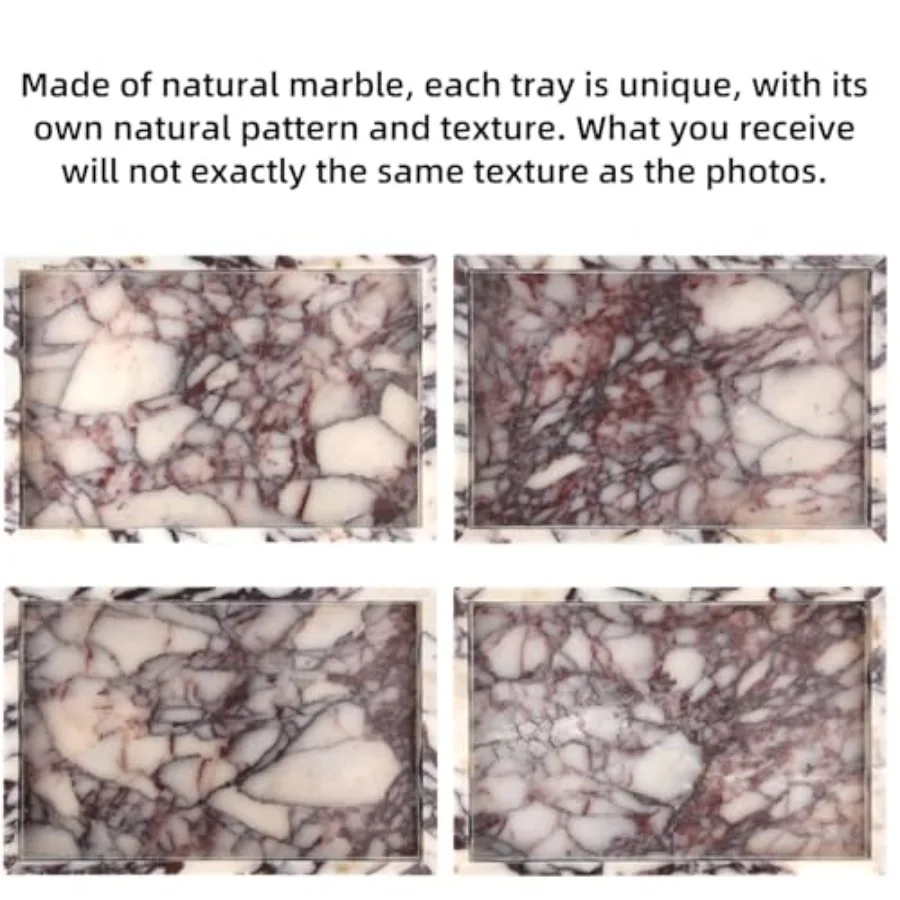 Marble Bathroom Vanity Tray, Natural Luxury Vanity Home Kitchen Bathroom Table Tray, Stone Decorative Countertop Dresser Trays view 4