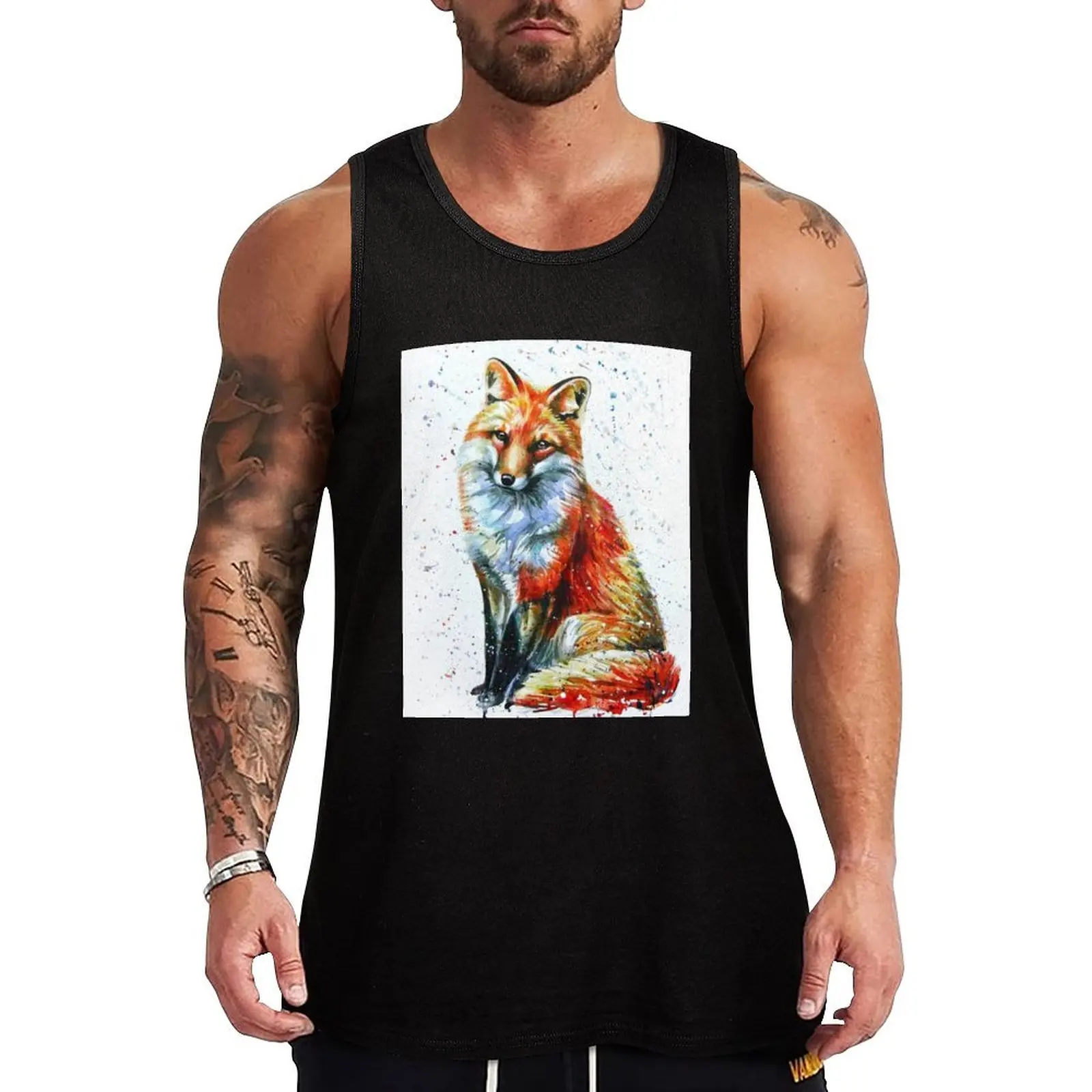 Fox 2 Tank Top gym for men bodybuilding men clothes Men's clothes luxury style sleeveless t-shirts for men