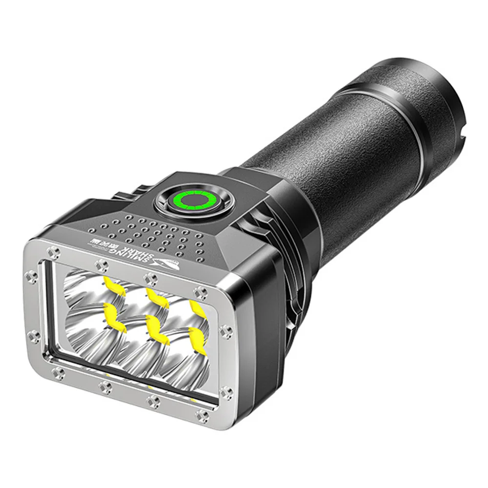 

6 LEDs Flashlight Rechargeable Mini Torch High Brightness Power Display Outdoor Lighting for Camping Emergency