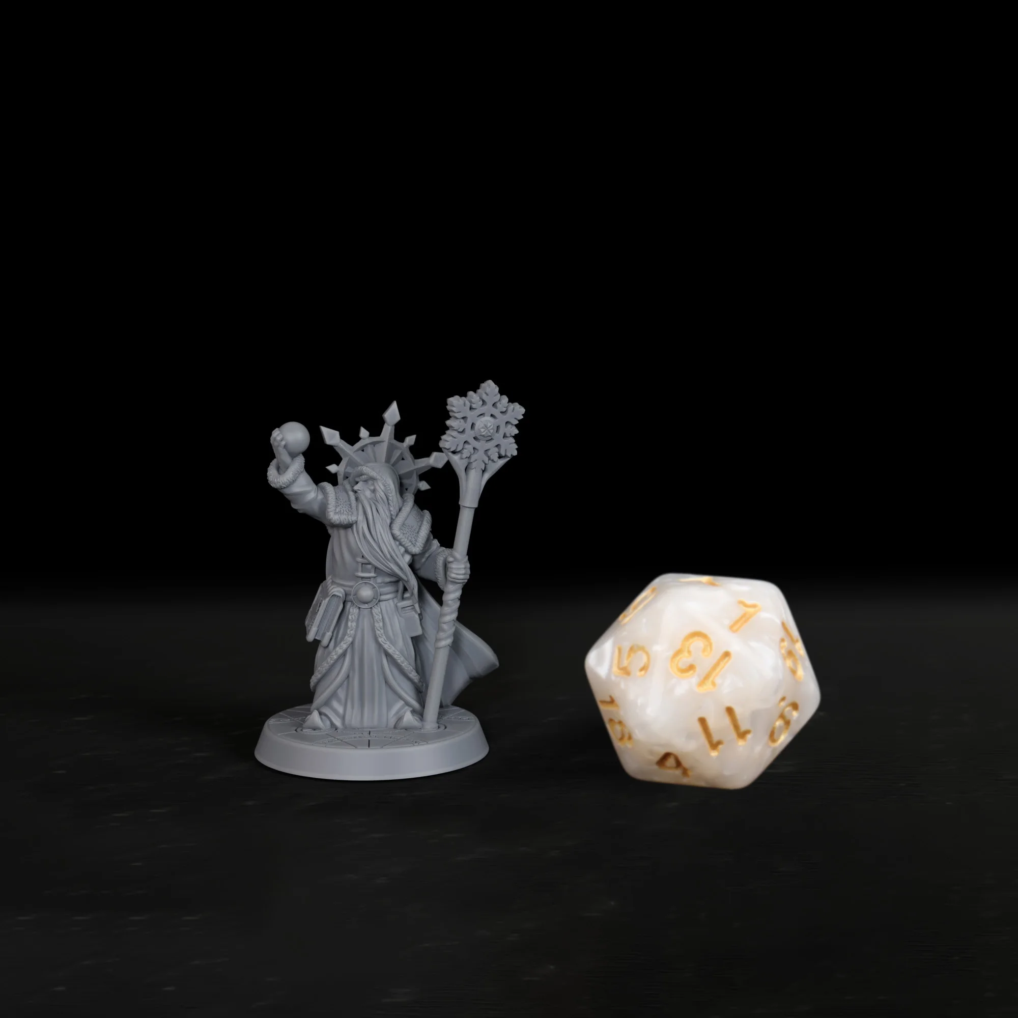 Ice Mage Wizard Miniature - Tabletop RPG Frost Sorcerer Figure, Ideal for Frozen Fantasy Terrain Scenarios, Durable Mini