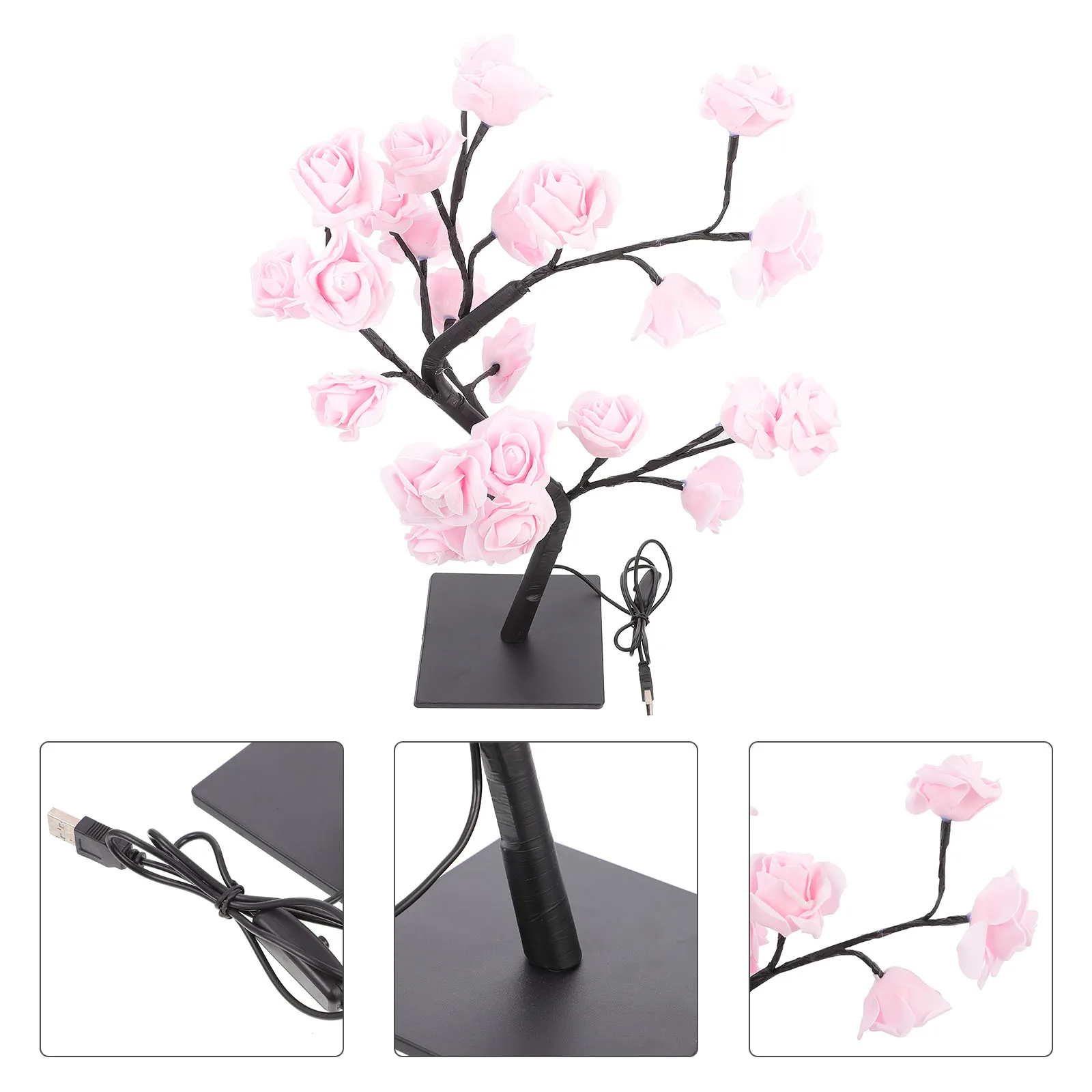 

USB Night LED Rose Tree Shape Bedside Lamp for Bedroom Table Decor Energy Saving Bedside Light Small Night Lamp