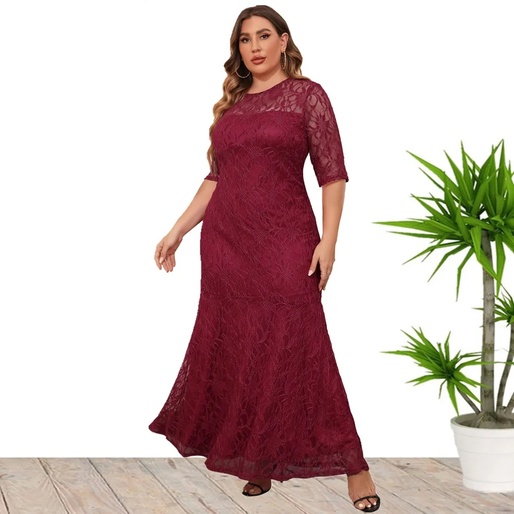 

Plus Size Maxi Long Evening Party Wedding Bridesmaid Lace Dresses For Women