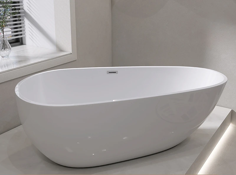 Egg-shaped home double acrylic thin-edged freestanding simple bathtub 1.4m-1.8m bathtub