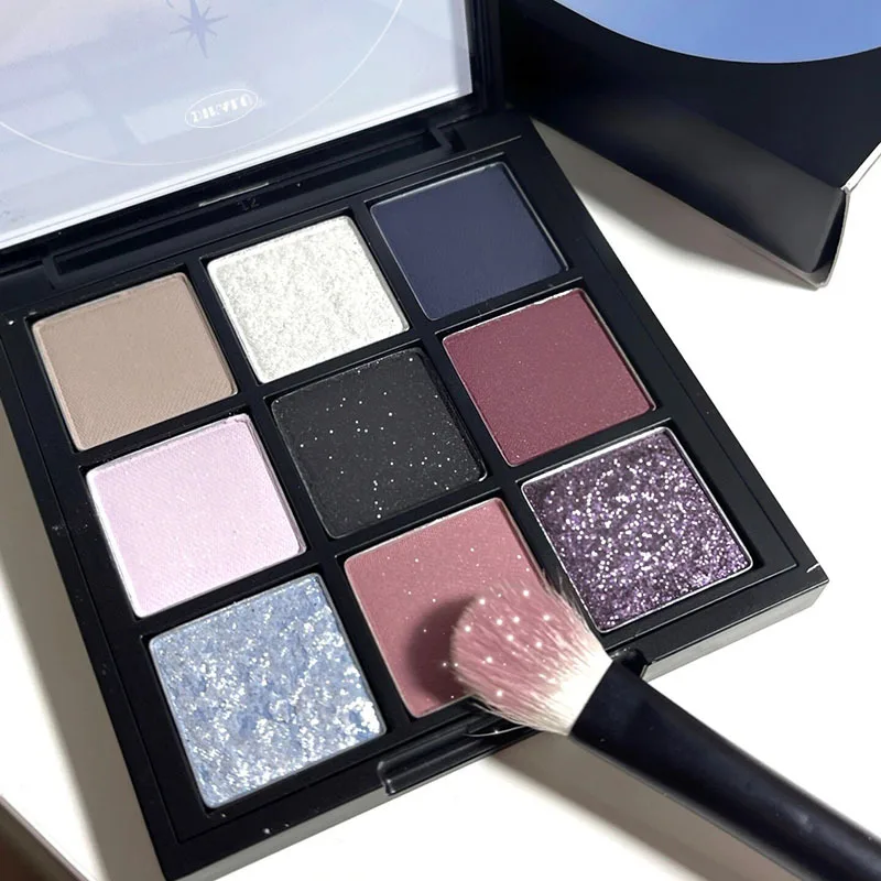 9 Colors Eyeshadow Palette High Quality Professional Dark Metal Punk Smoky Eye Gray Black Shadow Palette Makeup
