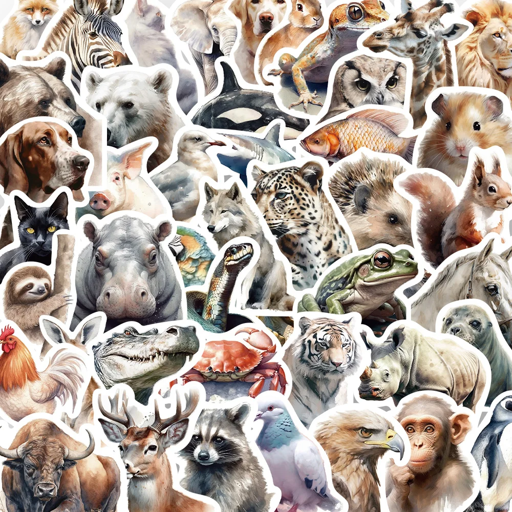 10/50PCS Cartoon Zoo Wild Animals Stickers Kawaii Dog Pig DIY Kids Toys Phone Skateboard Laptop Decals Graffiti Sticker