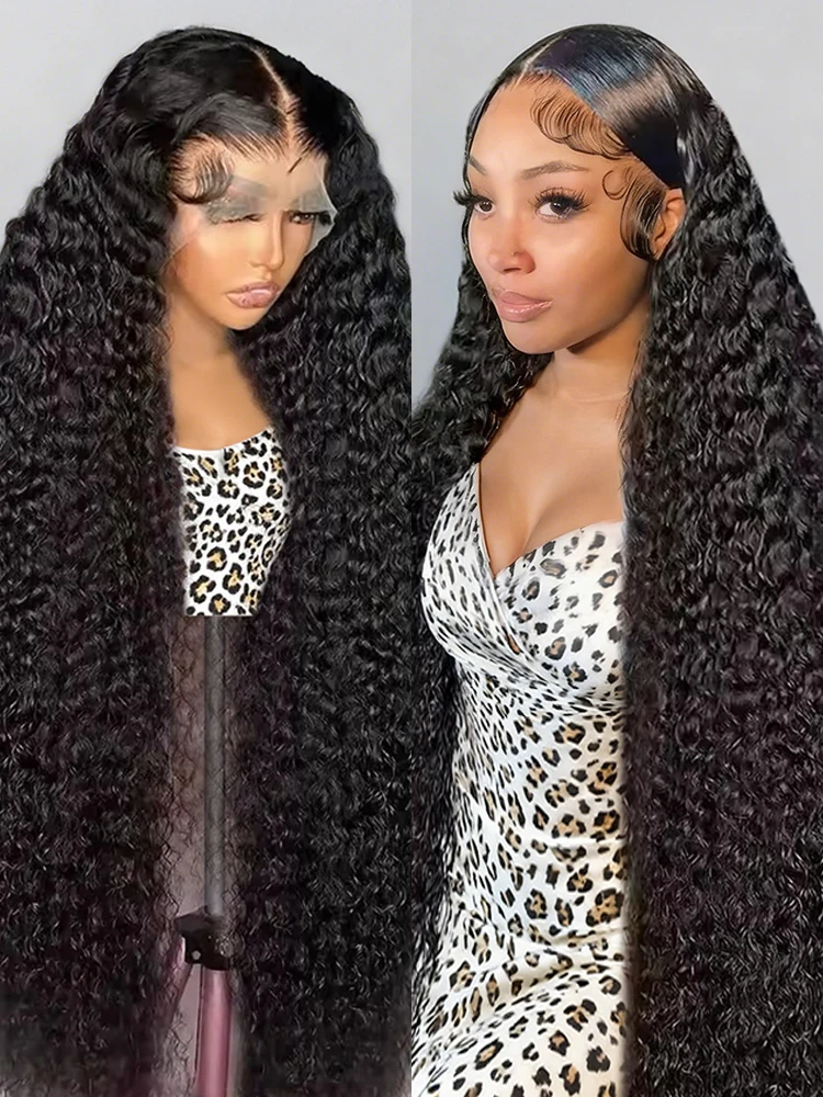 

40 Inch Deep Curly Wave 13x6 Hd Transparent Lace Frontal Human Hair Wigs 250 Density Frontal Lace Deep Water Wave Wig For Women