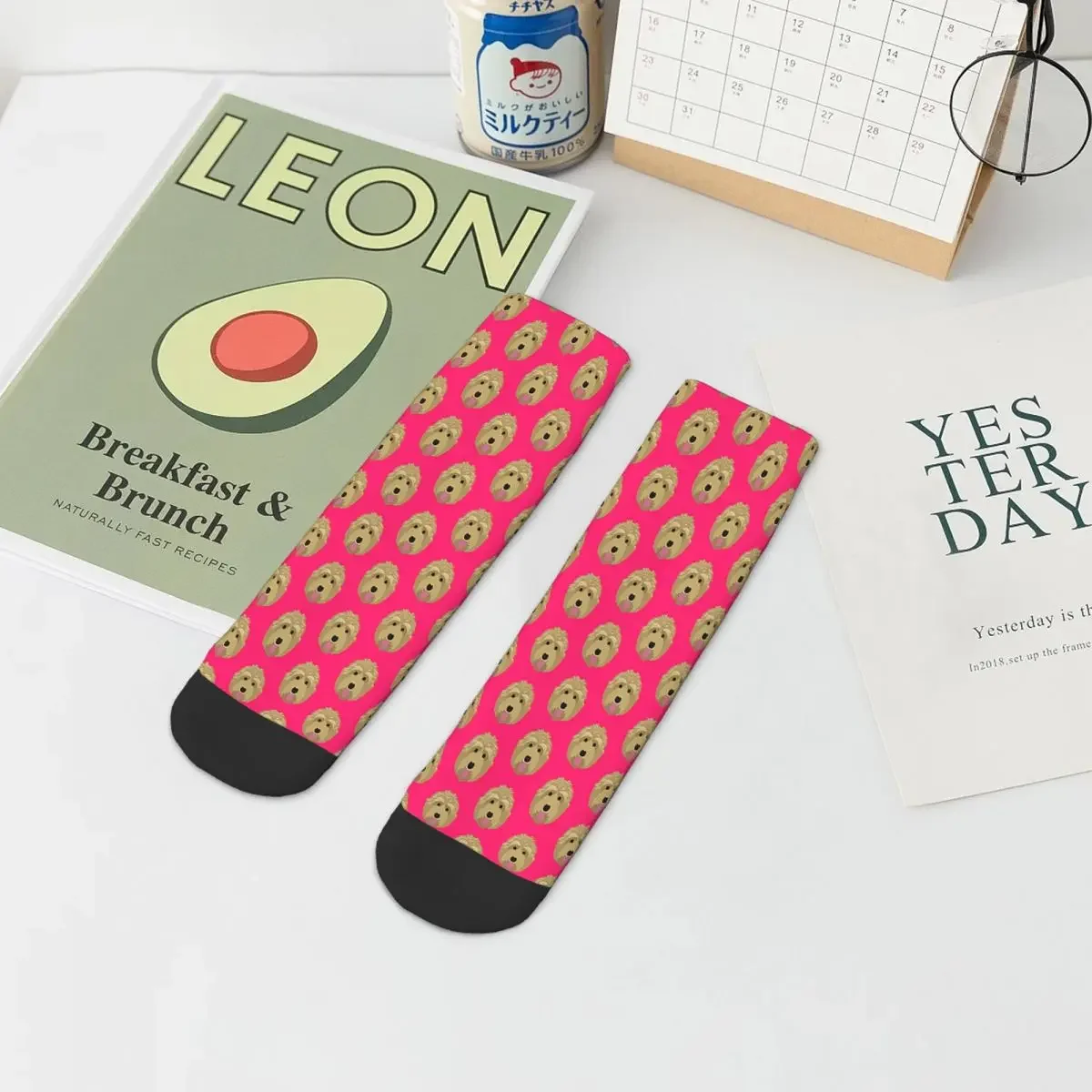 Labradoodle-calcetines tobilleros con estampado Pop Art para hombre y mujer, medias de otoño, color dorado