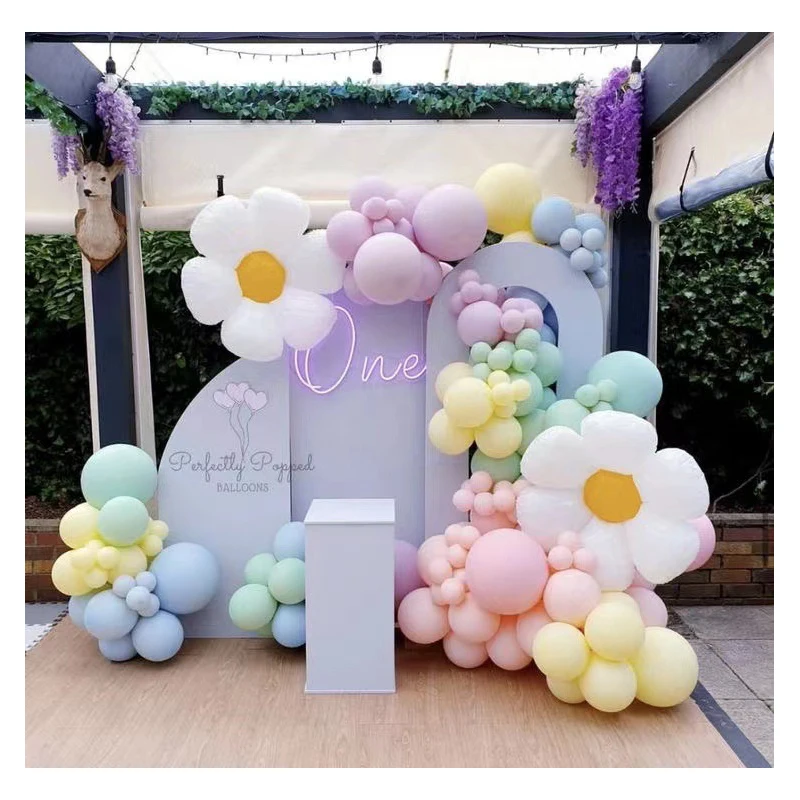 141Pcs Daisy Balloon Arch Garland Kit Yellow Daisy Flower Macaron color Balloons Girls Birthday Baby Shower Party Decorations