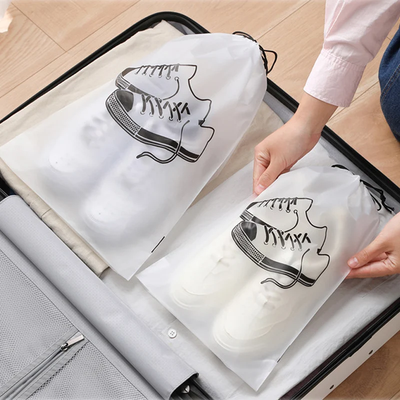 5/1PCS Household Shoe Storage Bag Waterproof Portable Travel Reusable Sealed Frosted Dust-proof Transparent Bag Shoes Organizers