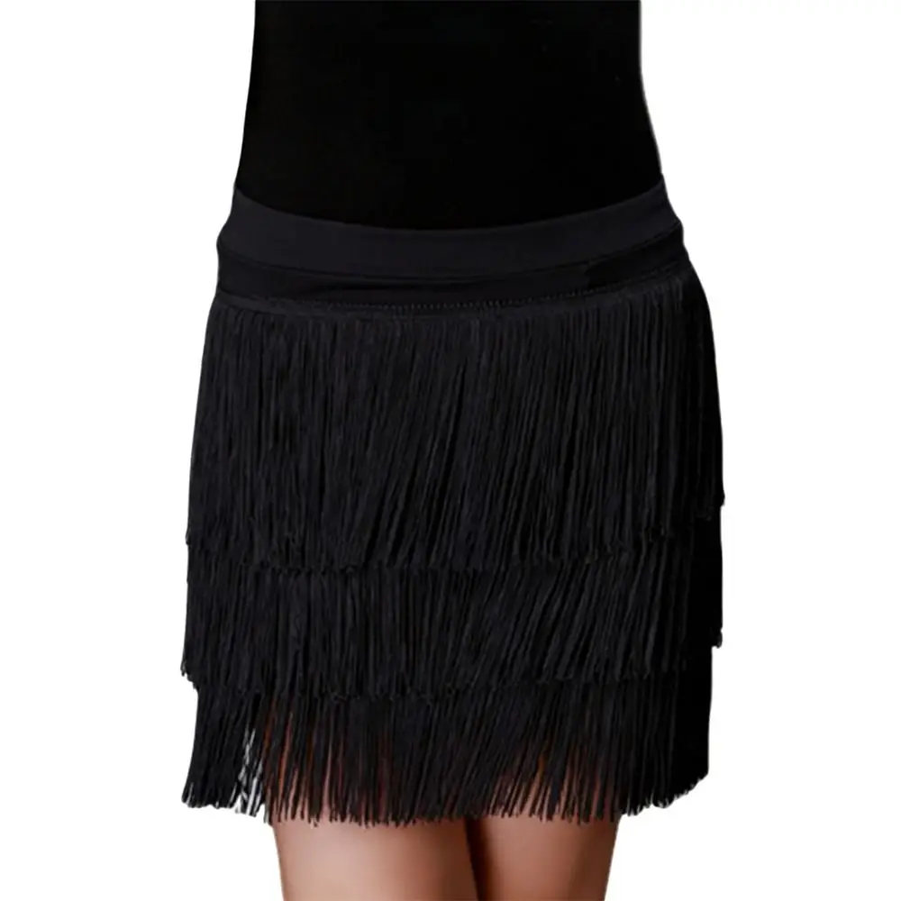 Falda de baile con borlas para niños, traje profesional de tres capas para baile de salón, disfraz de actuación ajustable