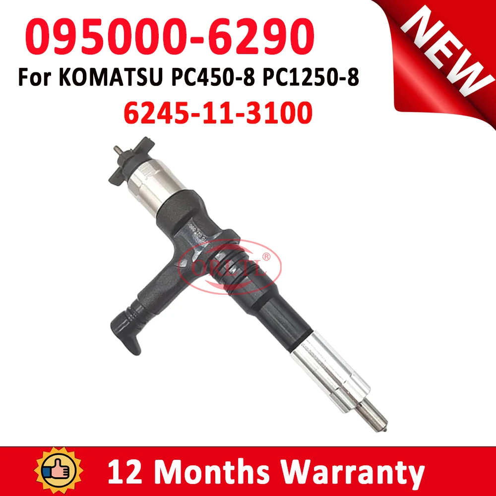 ORLTL 095000-6290 Diesel Injector 6245-11-3100 Common Rail Injector Nozzle for Komatsu 6D170 RF7J-13-H50 6245113100 RF7C-13-H50