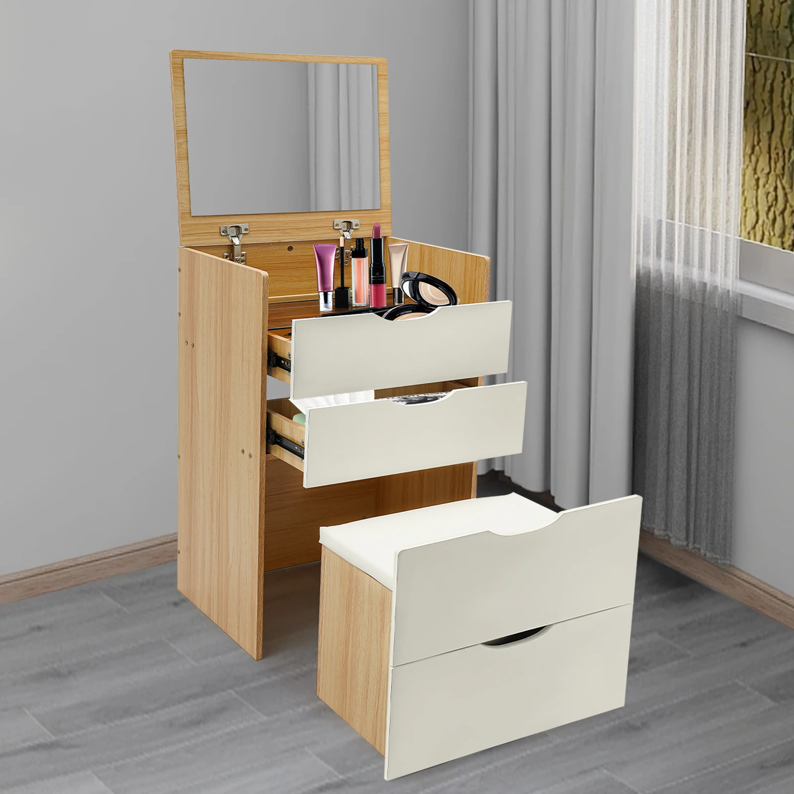 مكتب الغرور الحديث مع مقعد ماكياج طاولة الغرور للمنازل والشقق والمهاجع 40*48*80 سنتيمتر