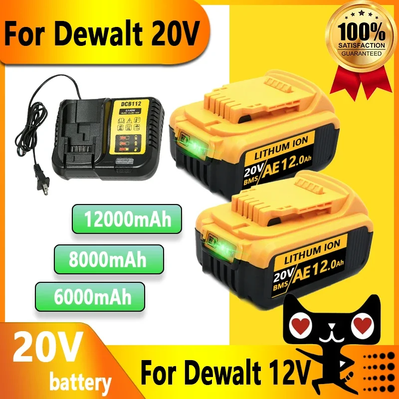 

1-2PCS 20V 6.0Ah 8.0Ah 12.0Ah DCB200 18650 Replacement Li-ion Battery for DeWalt MAX DCB205 DCB201 DCB203 Power Tool Batteries