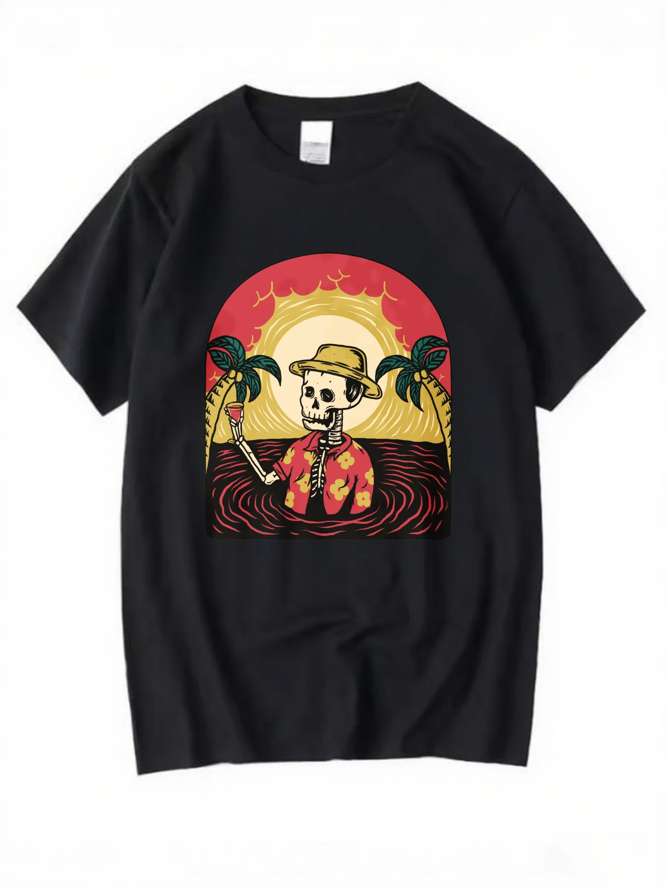 

Retro Sunset Cowboy Graphic T-Shirt for Men, Western Style Short Sleeve Tee, Casual Cowboy Print Tops