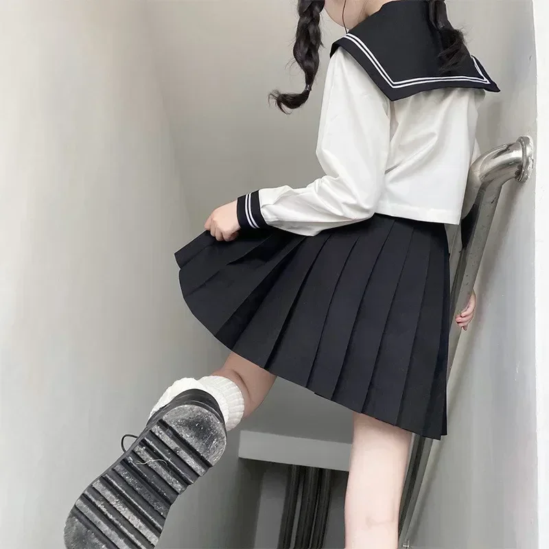 Ensembles de base japonais marin Costume femmes école noir S-2XL dessin animé imbibé uniforme marine fille