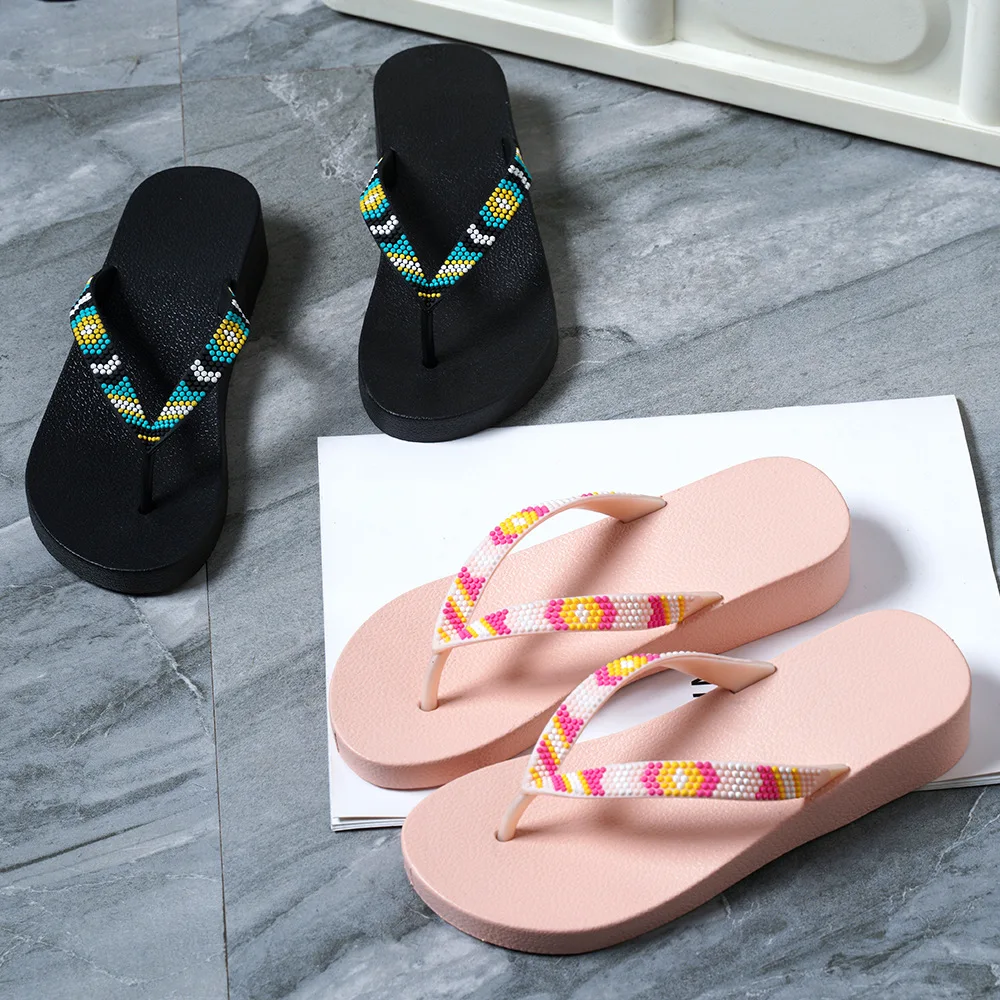 Summer Wedge Flip-Flops Fashion Beach Shoes Wear Waterproof Flip-Flops Outside Of A Casual Vacation