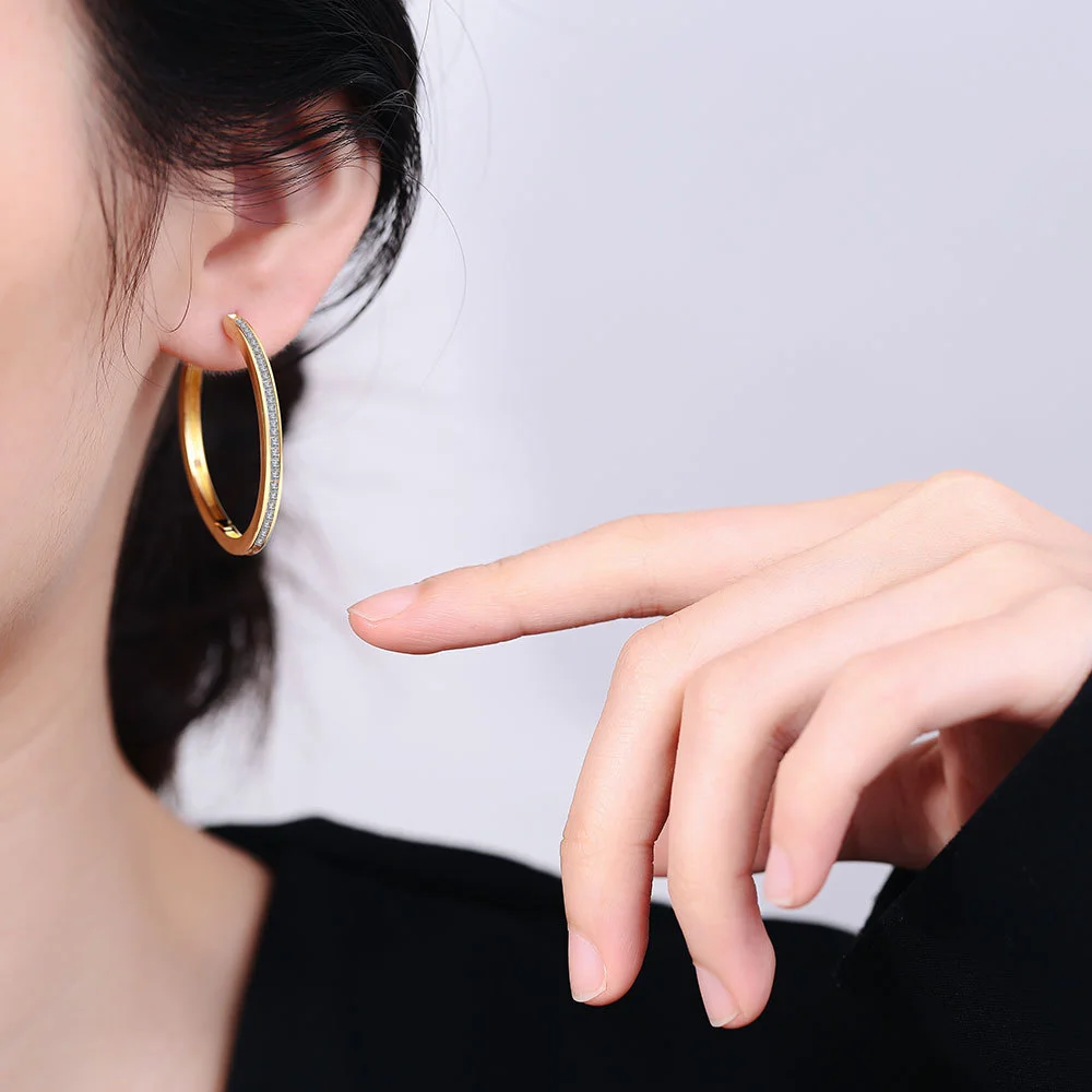 مويسانيتي الماس هوب القرط 925 فضة للنساء 18 كيلو الذهب تألق ساحة Huggie غرامة مجوهرات