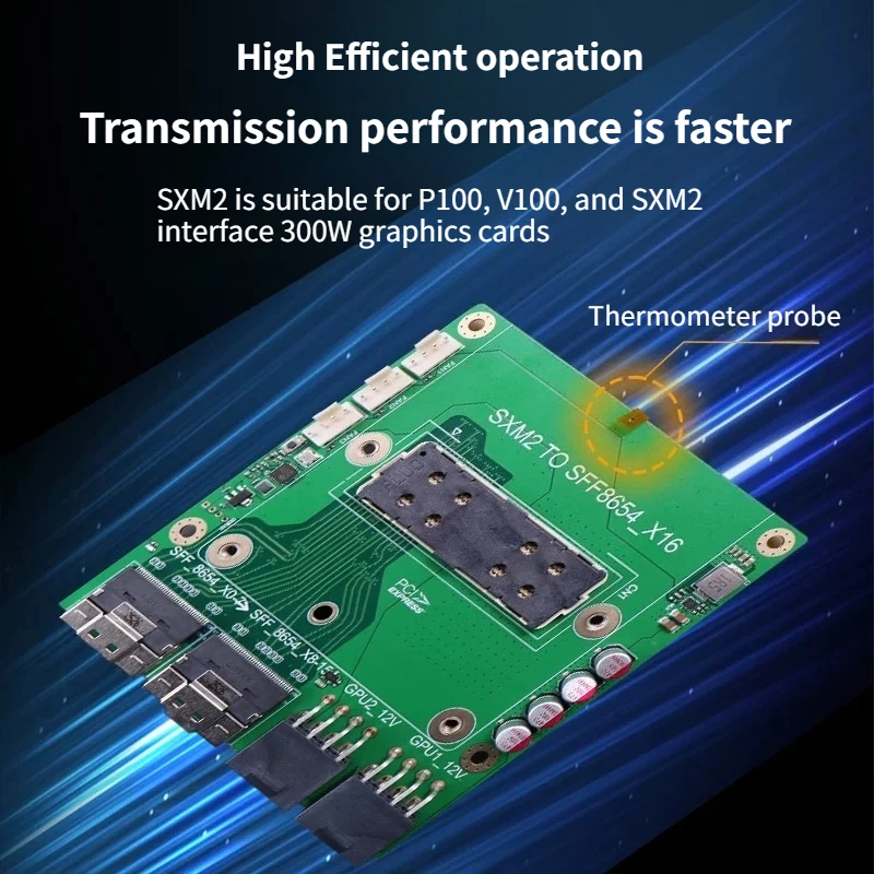 SXM2 To SFF-8654 Adapter Card Board for NVIDIA P100 V100 Module GPU Graphics Card Server With Tempareture Control Expansion Card view 3