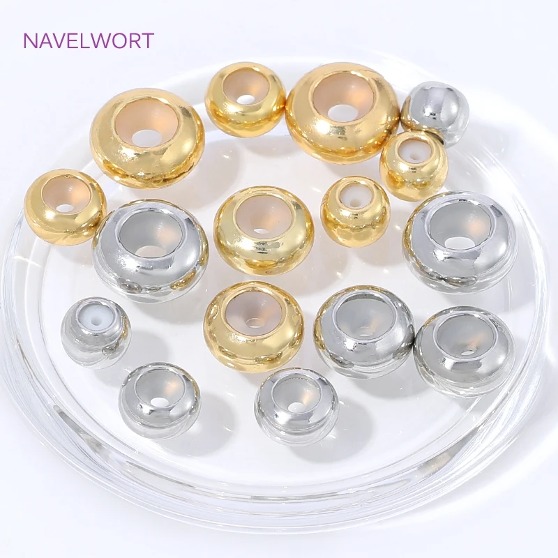18K Gold Plated Positioning Adjustment Silicone Bead For Necklace Making,Stopper Beads For Bracelet,DIY Jewelry Accessories