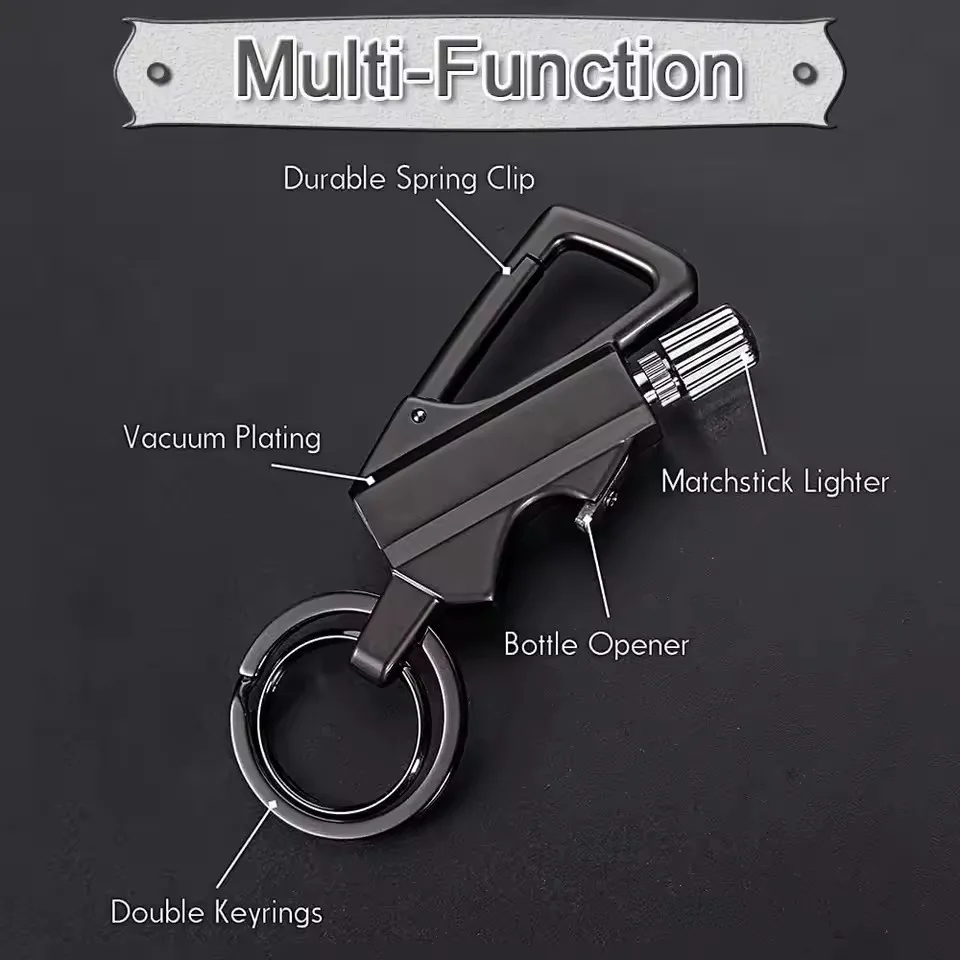 2025 Multifunctional Lighter Keychain Beer Bottle Opener Outdoor Portable Igniter Smoking Accessories Gadgets Men Gift