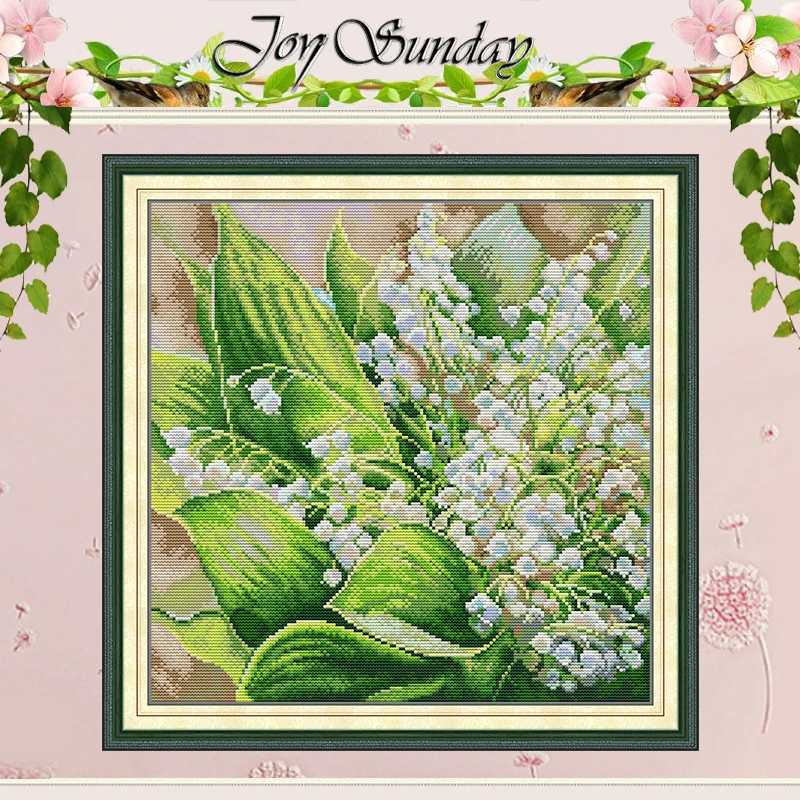 Convallaria Majalis Flowers Patterns Counted Cross Stitch Set 11CT 14CT 16CT Stamped DMC Cross-stitch Kit Embroidery Needlework